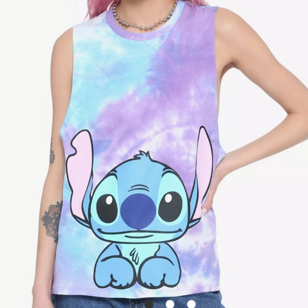 NWT Disney 3X Lilo & Stitch Muscle Tee Tie Dye Purple 1932-AO